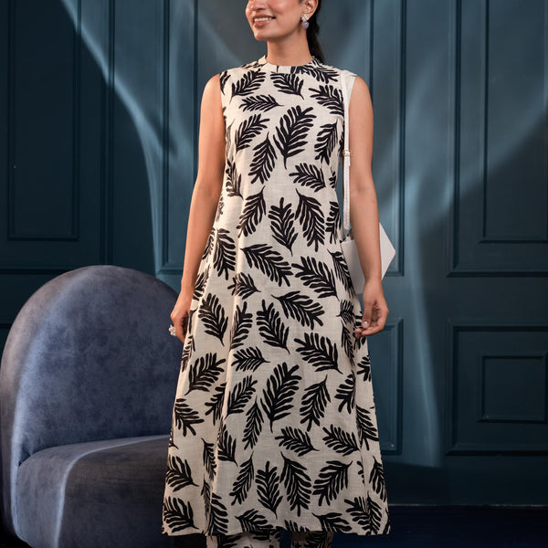 Juniper Women'S Black Floral Cotton Co-Ord Set With Kurta & Pants