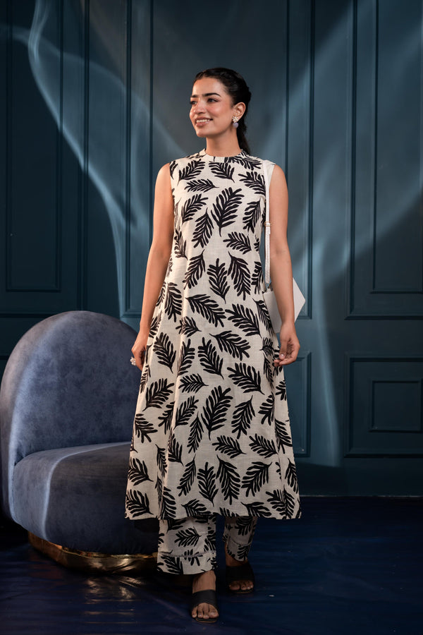 Juniper Women'S Black Floral Cotton Co-Ord Set With Kurta & Pants