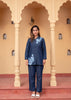 Juniper Women'S Blue Embroidered Cotton Top & Pants Co-Ord Set With Thread Work - Distacart