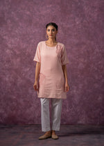 Thumbnail for Juniper Peach Cotton Embroidered Straight Kurta For Women