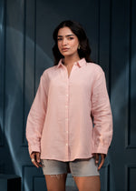 Thumbnail for Juniper Women'S Peach Cotton Shirt With Full Sleeves And Front Slit