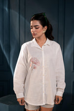 Thumbnail for Juniper Women'S White Cotton Shirt With Thread Work And Full Sleeves