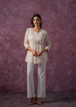 Thumbnail for Juniper Women'S Off-White Cotton Tunic With Thread & Mirror Work