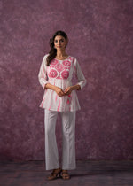 Thumbnail for Juniper Women'S Pink Cotton Tunic With Thread & Mirror Work