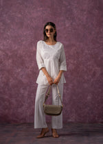 Thumbnail for Juniper Women's Off-White Cotton Tunic With Thread & Mirror Work - Distacart