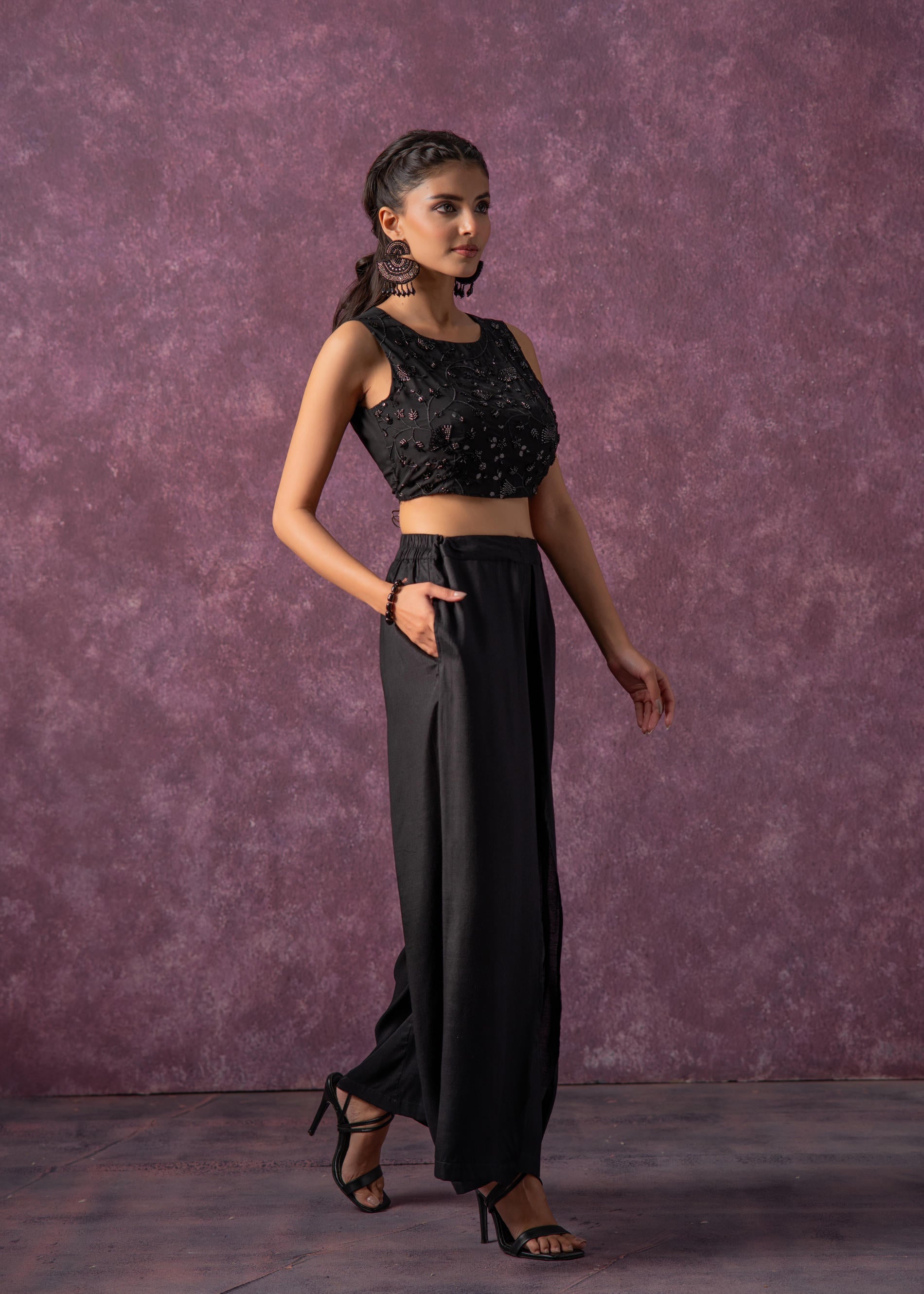 Juniper Black Midnight Muse Embellished Crop Top