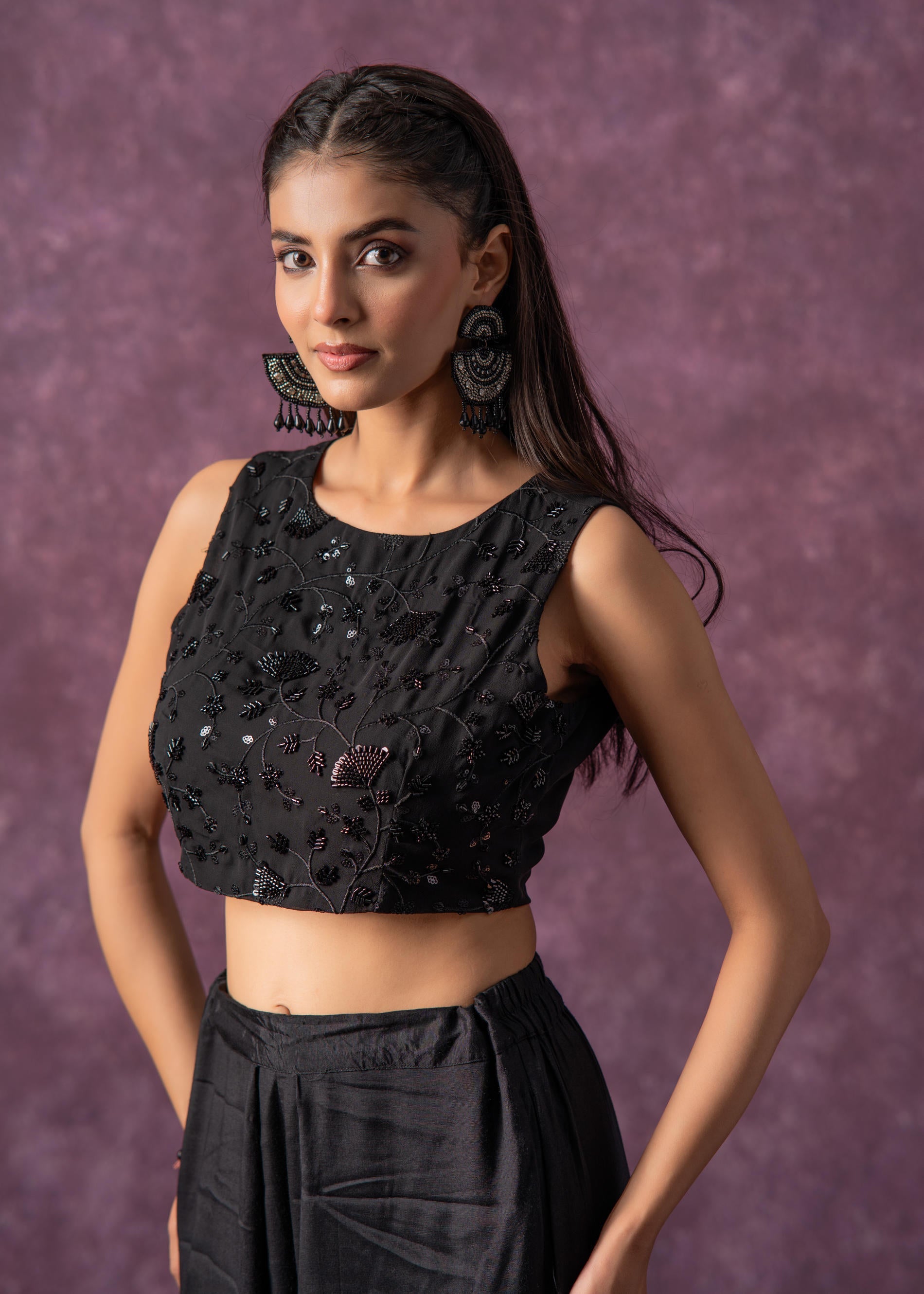 Juniper Black Midnight Muse Embellished Crop Top