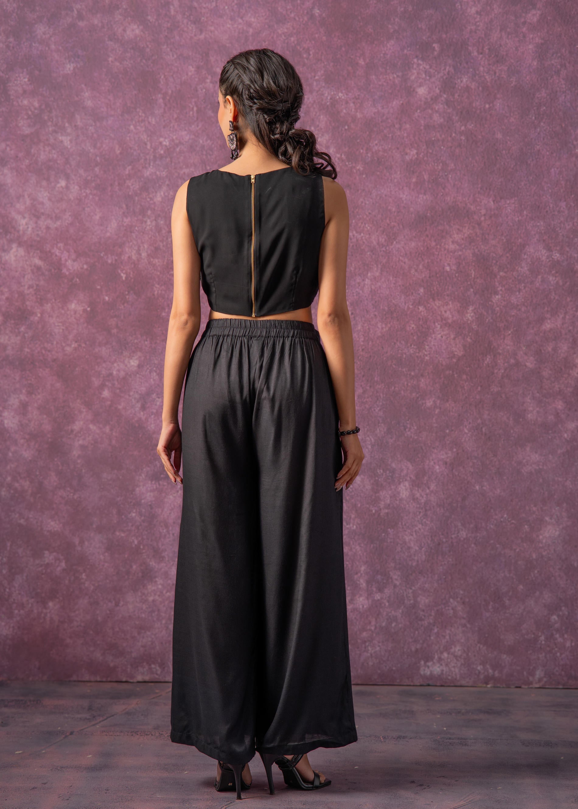 Juniper Black Solid Embellished Sleeveless Top With Beads & Sequence Work - Distacart