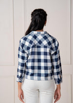 Thumbnail for Juniper Lamora Navy & White Large Checkered Casual Button-Down Shirt - Distacart