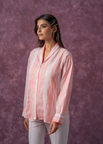 Thumbnail for Juniper Lamora Peach & White Vertical Striped Relaxed-Fit Button-Down Shirt - Distacart