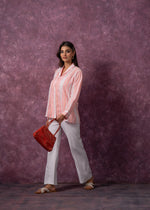 Thumbnail for Juniper Lamora Peach & White Vertical Striped Relaxed-Fit Button-Down Shirt - Distacart