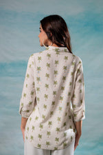 Thumbnail for Juniper Lamora Off-White Palm Tree Printed Relaxed Fit Shirt - Distacart