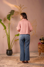 Thumbnail for Juniper Lamora Rose Gold Textured Casual Shirt Top - Distacart