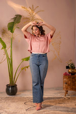 Thumbnail for Juniper Lamora Rose Gold Textured Casual Shirt Top - Distacart