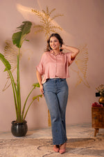 Thumbnail for Juniper Lamora Rose Gold Textured Casual Shirt Top - Distacart