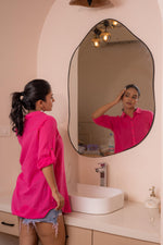 Thumbnail for Juniper Lamora Hot Pink Solid Casual Oversized Shirt For Women - Distacart
