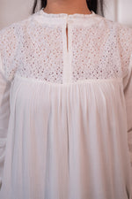 Thumbnail for Juniper Lamora Off-White Eyelet Yoke Gathered Peasant Top - Distacart