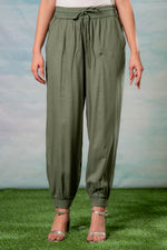 Thumbnail for Juniper Lamora Women? Olive Green Drawstring Jogger Pants - Distacart