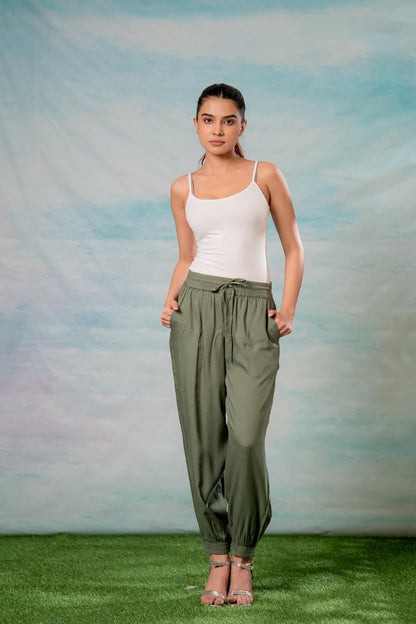 Juniper Lamora Women? Olive Green Drawstring Jogger Pants - Distacart