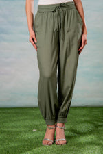 Thumbnail for Juniper Lamora Women? Olive Green Drawstring Jogger Pants - Distacart