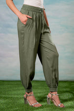 Thumbnail for Juniper Lamora Women? Olive Green Drawstring Jogger Pants - Distacart