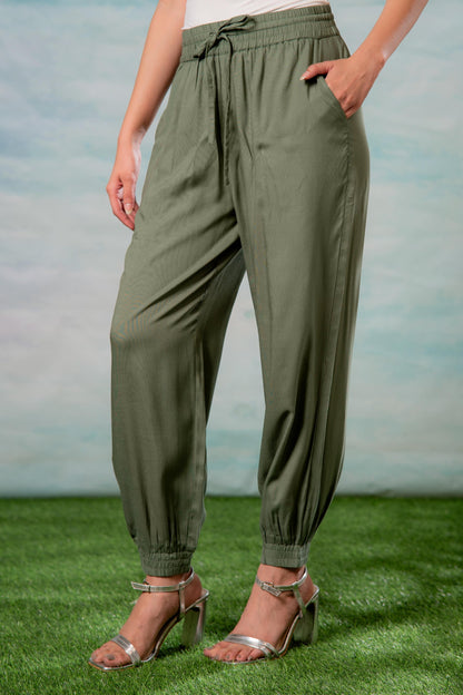 Juniper Lamora Women? Olive Green Drawstring Jogger Pants - Distacart
