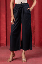Thumbnail for Juniper Lamora Women? Black Wide-Leg Drawstring Palazzo Pants - Distacart