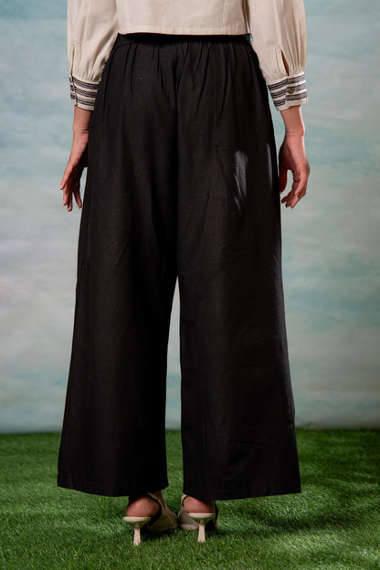 Juniper Lamora Women? Black Wide-Leg Drawstring Palazzo Pants - Distacart