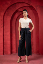 Thumbnail for Juniper Lamora Women? Black Wide-Leg Drawstring Palazzo Pants - Distacart