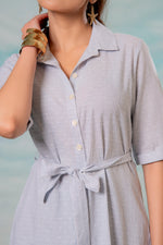 Thumbnail for Juniper Lamora Women? Light Aqua Shirt Dress With Front Tie-Up Belt - Distacart