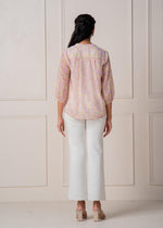Thumbnail for Juniper Lamora Pastel Floral Tie-Neck Peasant Top With Tassels - Distacart