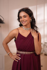 Thumbnail for Juniper Wine Whispers One-Shoulder Gown