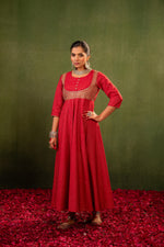 Thumbnail for Juniper Gulnaar Riwaayat Maroon Anarkali Dress - Distacart