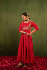 Thumbnail for Juniper Gulnaar Riwaayat Maroon Anarkali Dress - Distacart