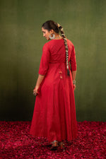 Thumbnail for Juniper Gulnaar Riwaayat Maroon Anarkali Dress - Distacart