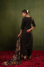 Thumbnail for Juniper Black Heritage Embroidered Kurta Set - Distacart