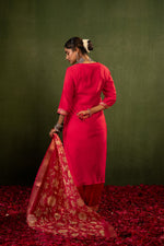 Thumbnail for Juniper Laal Gulnaar Heritage Embroidered Kurta Set - Distacart