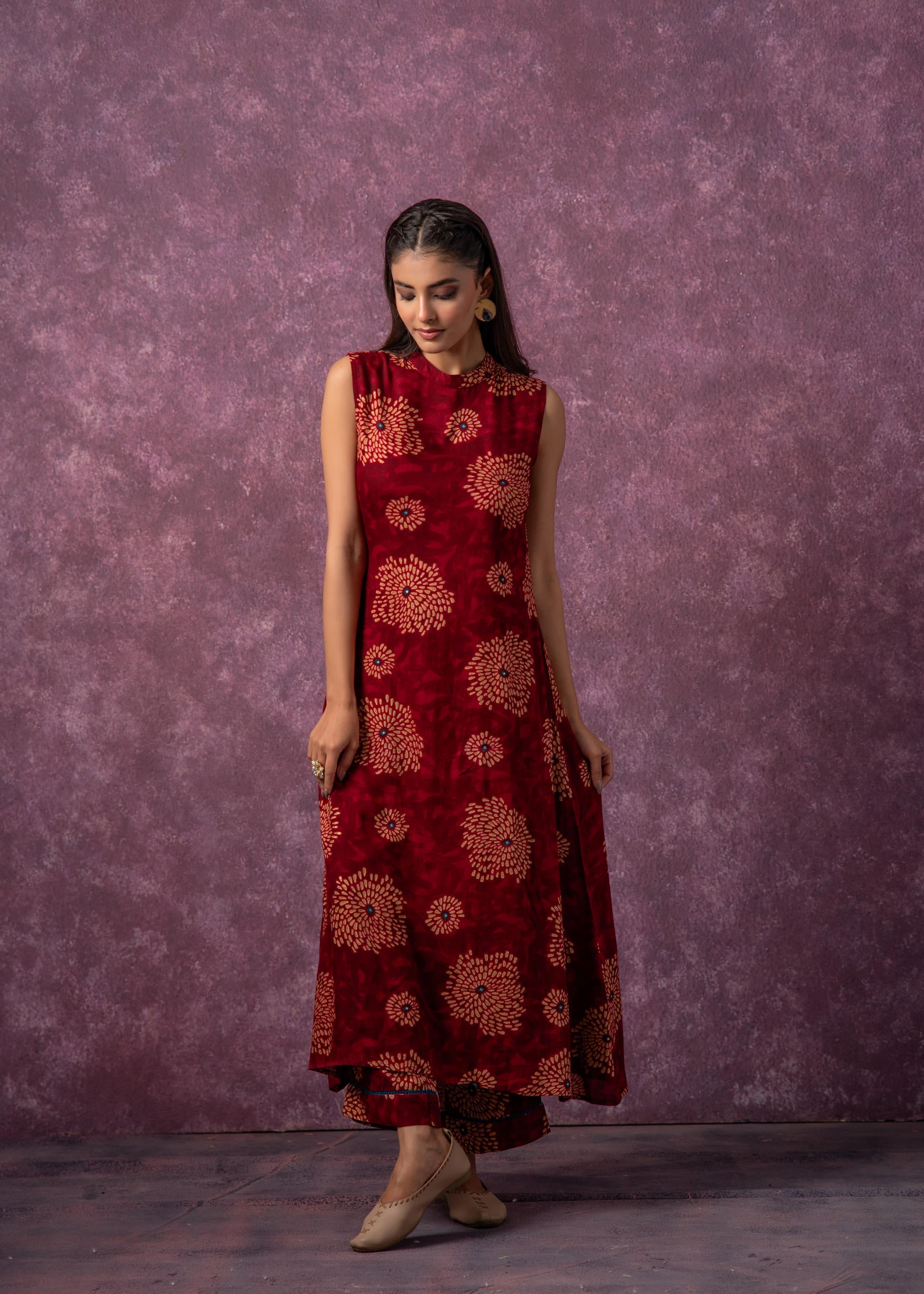 Juniper Women's Fuchsia Floral Printed Kurta With Pant Set - Distacart