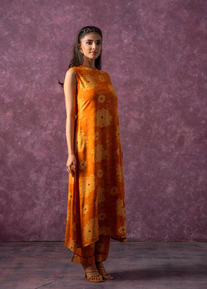 Juniper Women'S Mustard Floral Printed Kurta With Pant Set - Distacart