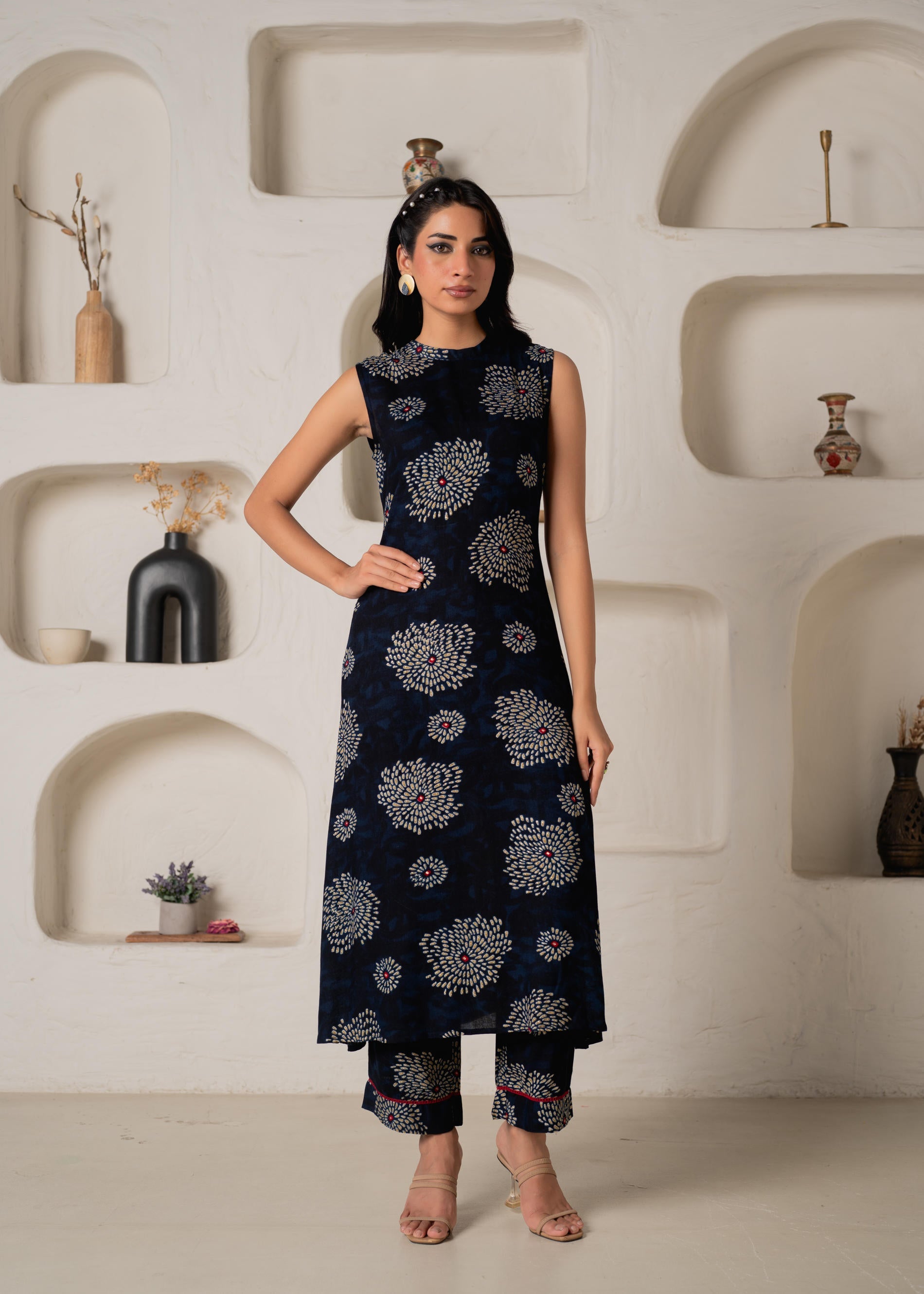 Juniper Women'S Navy Floral Printed Kurta With Pant Set