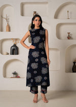 Thumbnail for Juniper Women'S Navy Floral Printed Kurta With Pant Set