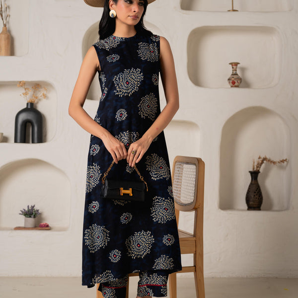 Juniper Women'S Navy Floral Printed Kurta With Pant Set