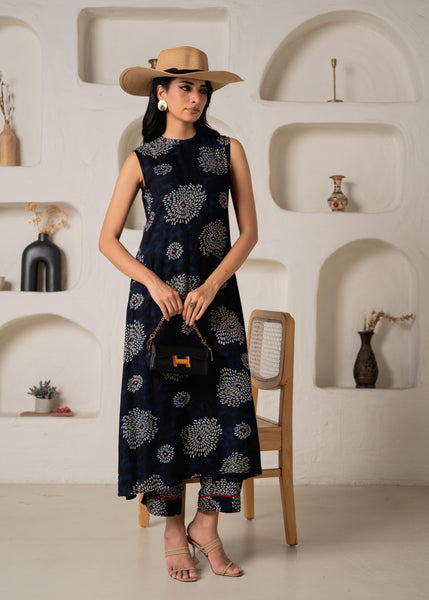 Juniper Women'S Navy Floral Printed Kurta With Pant Set