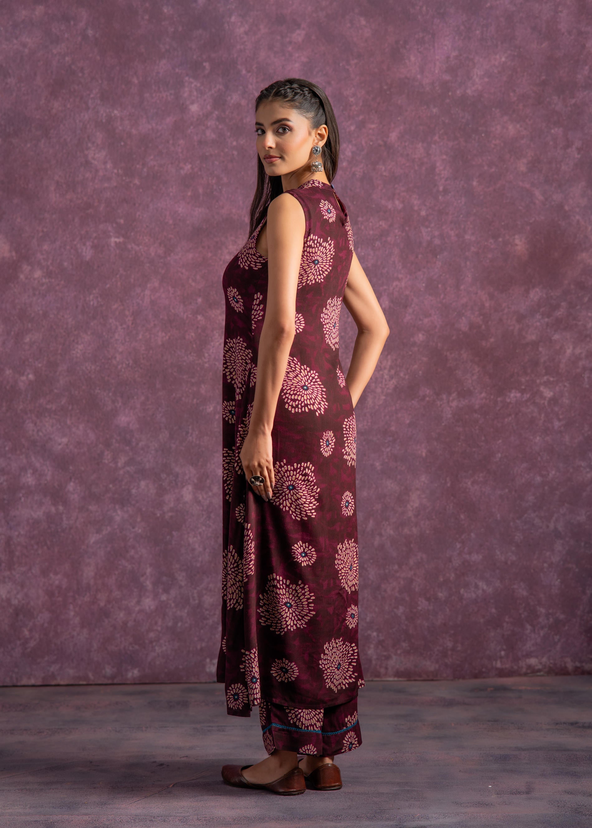 Juniper Women'S Purple Floral Printed Kurta With Pant Set