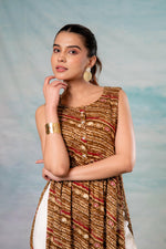 Thumbnail for Juniper Women'S Brown Ethnic Motif Printed Sleeveless Kurta