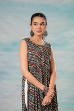 Thumbnail for Juniper Women'S Navy Ethnic Motif Printed Sleeveless Kurta