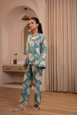 Thumbnail for Juniper Women'S Mint Floral Printed Co-Ord Set With Button Details