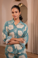 Thumbnail for Juniper Women'S Mint Floral Printed Co-Ord Set With Button Details