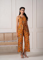Thumbnail for Juniper Mustard Printed Abstract Viscose Jumpsuit With Belt