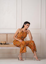 Thumbnail for Juniper Mustard Printed Abstract Viscose Jumpsuit With Belt